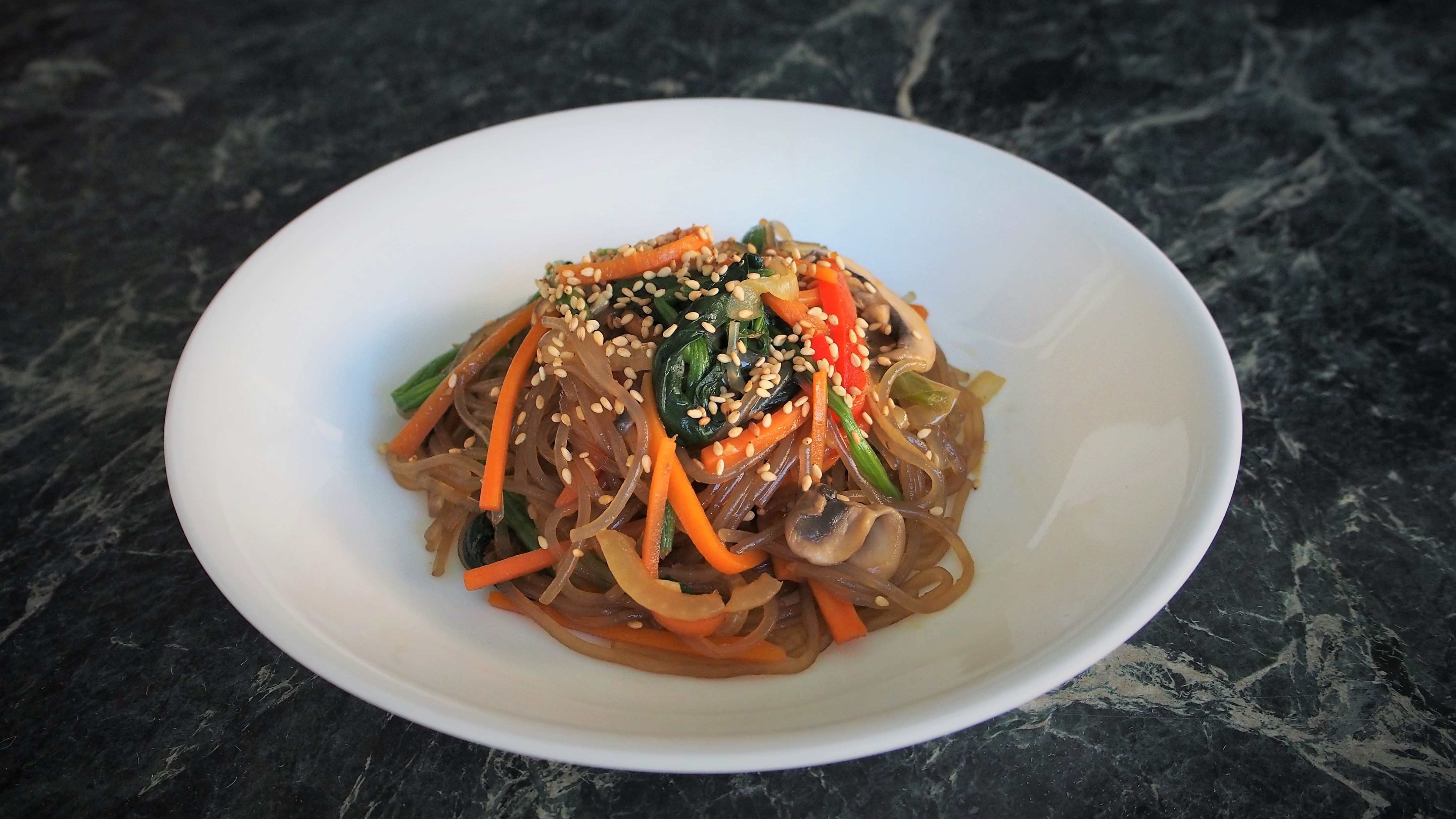 Vegetarian Japchae: Korean glass noodles – Eat the Wind